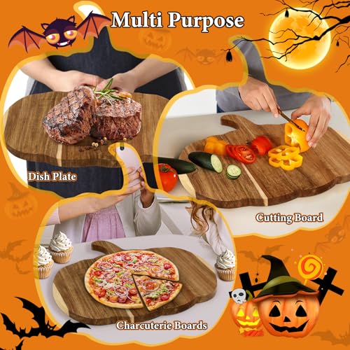 Halloween Pumpkin Wood Cutting Board - Rustic Kitchen Decor & Charcuterie Board