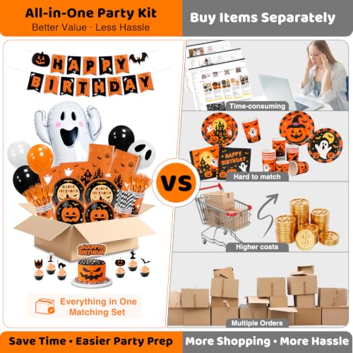 Halloween Party Decorations Kit for 24 Guests Balloon & Tableware Set