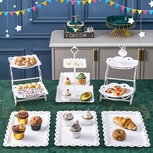 White 10-Piece Cupcake Stand Dessert Table Display Set - 3 Tiers, Plastic Trays