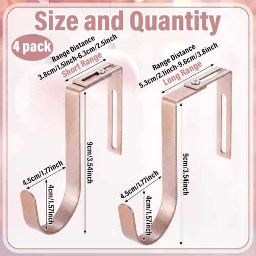 LEIFIDE 4-Pack Bronze Adjustable Wreath Hangers for Doors - Over Door Hook