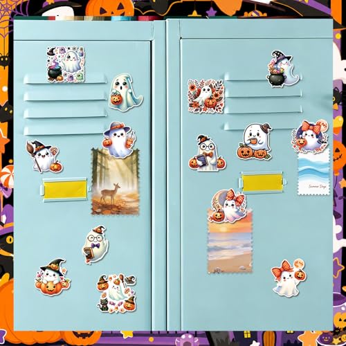Halloween Refrigerator Magnets Set - Ghost & Pumpkin Design, 24 Pieces
