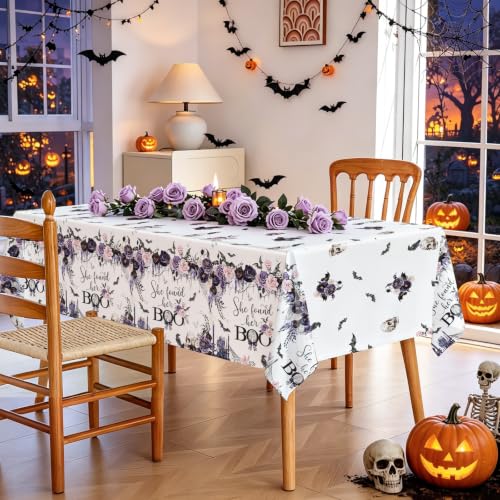Halloween Bridal Shower Tablecloth 3 Pack - She Found Her Boo Gothic Decor