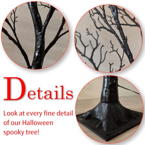 Halloween Tree Lights 150 Orange LED 4FT Black Artificial Decoration Outdoor