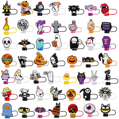 80Pcs Halloween Straw Cover Caps for Tumblers - 10mm Dust-Proof Reusable Tips