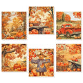 Fall Swedish Dishcloth Set - 6 Absorbent Cotton Kitchen Towels with Rustic Autumn Designs