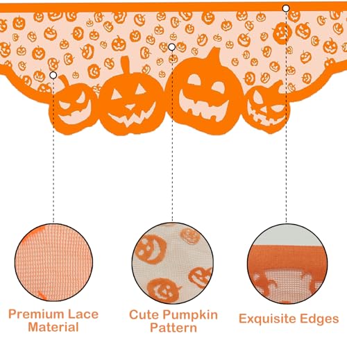 Halloween Lace Mantle Cover for Fireplace Decorations Jack O Lanterns Fall Home Decor