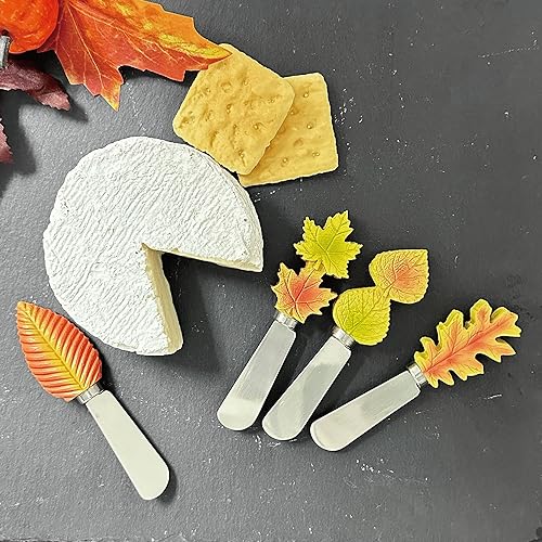 Fall Leaves Cheese Spreaders Set - Hand-Painted Resin Handles, 4-Piece