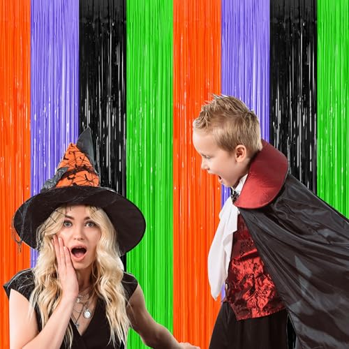 Halloween Foil Curtain Decorations 2 Pack - Orange, Purple, Black, Green