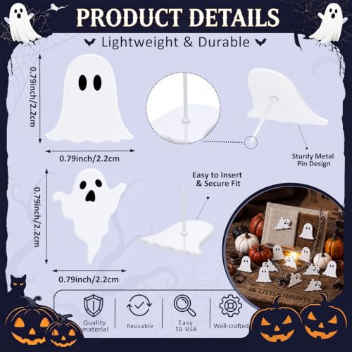 Halloween Ghost Metal Candle Pins - Set of 60 Ghostly Candle Holders - Variation: Ghost