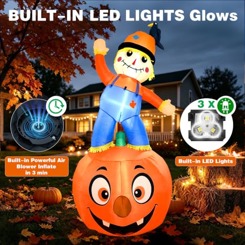 8FT Fall Thanksgiving Inflatable with Built-in LEDs - Orange