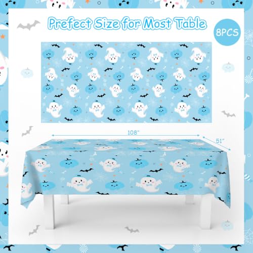 Halloween Tablecloth Set 8 Pack Blue Pumpkin Ghost Bat Waterproof Plastic
