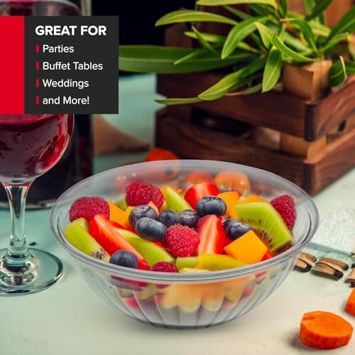 48 oz Clear Plastic Serving Bowls Set of 4 - Disposable Salad & Snack Dishes
