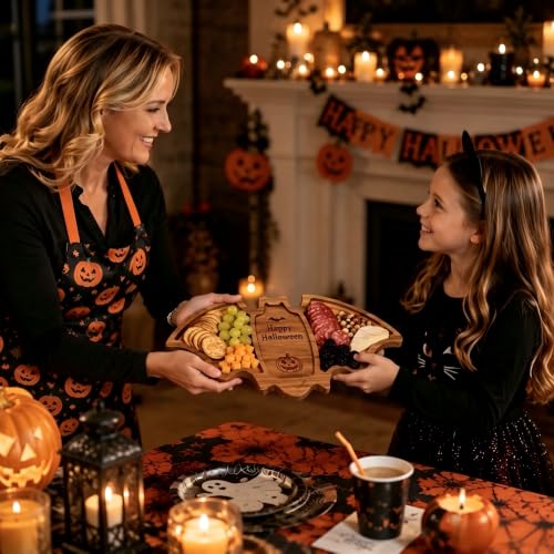 Halloween Bat Wooden Charcuterie Board - Themed Serving Tray for Parties