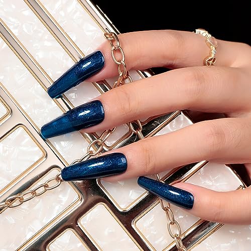 Deep Blue Glitter Gel Nail Polish - 15ML Shimmer UV LED Manicure