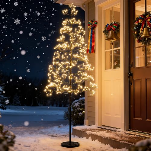 Lighted 5 FT Birch Tree with Warm White LED Lights - Black Variation