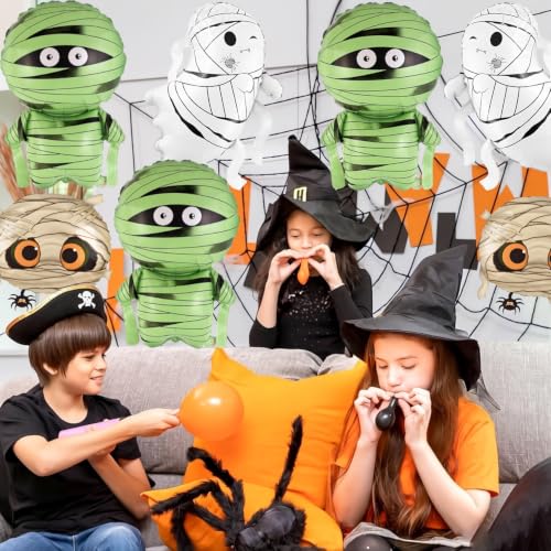 6Pcs Halloween Foil Balloons Set Mummy Ghost Party Decorations Indoor