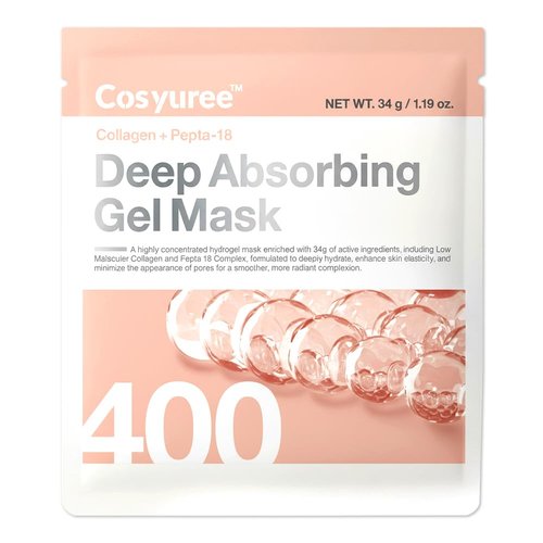 COSYUREE Collagen Deep Absorbing Hydrogel Mask, Korean Collagen Hydrogel Mask, Overnight Face Mask, Hydrating, Glass skin, Rejuvenation, Korean Skincare, 34g x 5ea