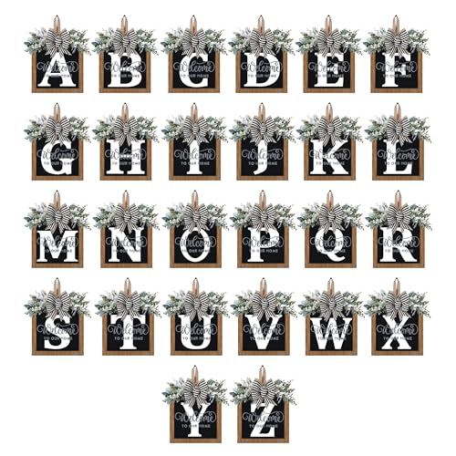 All Year Round Front Door Wreath with Last Name Sign - Farmhouse Porch Decor - Variation R