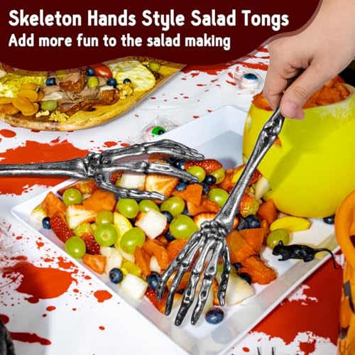 Skeleton Hand Salad Spoon Set - Halloween Skull Claw Serving Utensils