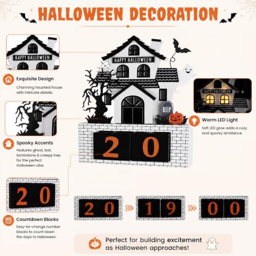 Halloween Countdown Calendar with Ghost Sound & Light Indoor Decor