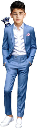 Black n Bianco Boys Slim Fit Suit Rosefia Style Five Piece Set Sophia Mid Blue 8