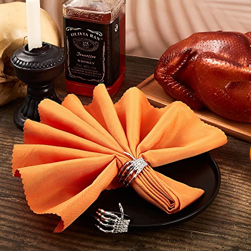 Silver Skeleton Hand Napkin Rings Set - Halloween Party Table Decor, 12 Pieces