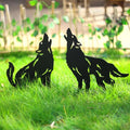 Wolf Metal Garden Stake - Outdoor Lawn Decor for Yard Patio & Garden - Black Wolf Silhouette Statue - Variation: Wolf