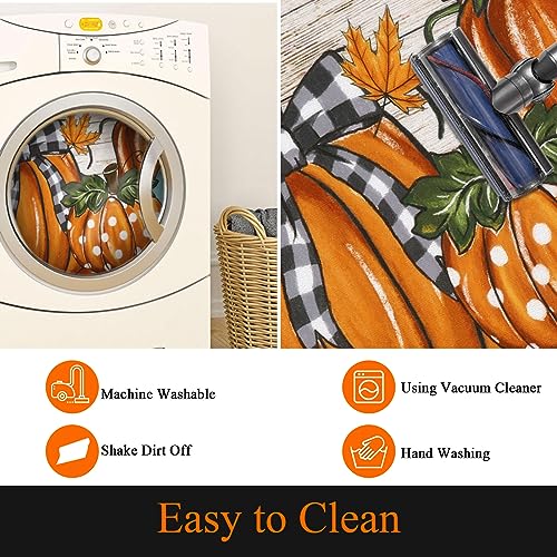 Fall Pumpkin Kitchen Rug Set of 3 - Washable Harvest Mats with Runner Variations