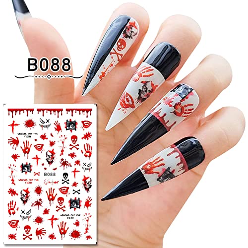 Halloween Nail Art Stickers 3D Self-Adhesive Skull Ghost Wounds - Nail Sticker-3