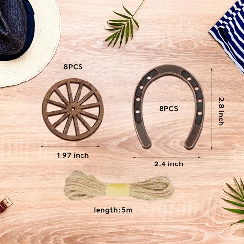 Western Party Decorations Set - Cowboy Horseshoes & Wagon Wheels, Table Centerpieces