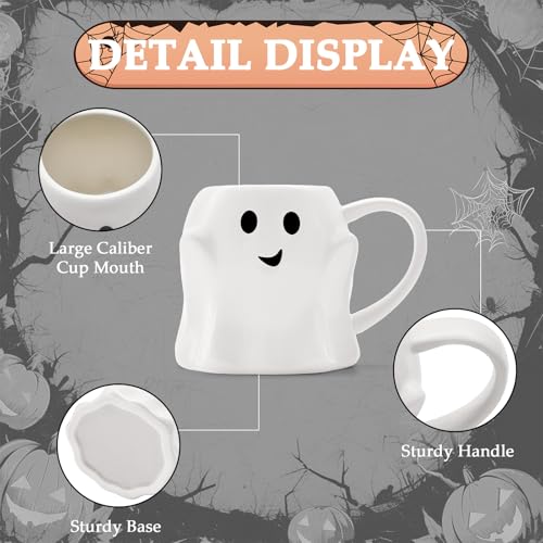 Halloween Ghost Mug 14 oz Ceramic Coffee Cup with 3D Ghost Design - Spooky Birthday Gift
