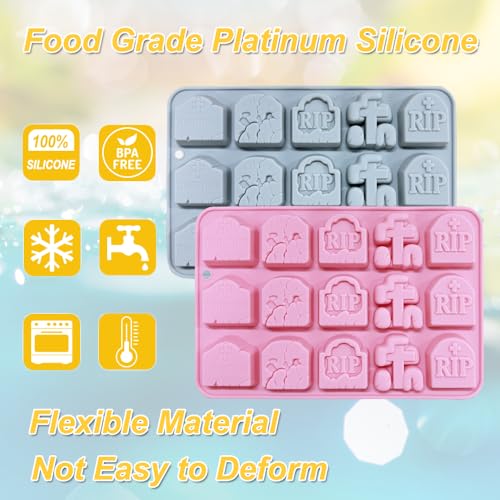 Tombstone Silicone Mold 15 Cavity Halloween Cake Decorations - Style 3