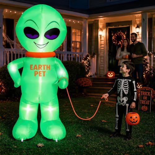 6 Ft Inflatable Alien Halloween Yard Decoration with LED Lights - Alien Variation