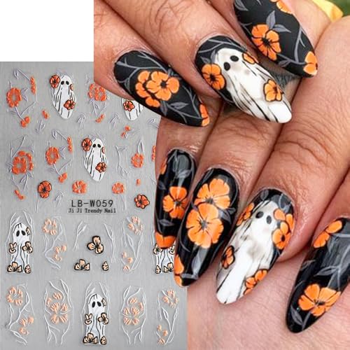 Halloween Nail Art Stickers Decals - 5 Sheets Skull Spider Ghost Sunflower - Variation Color33