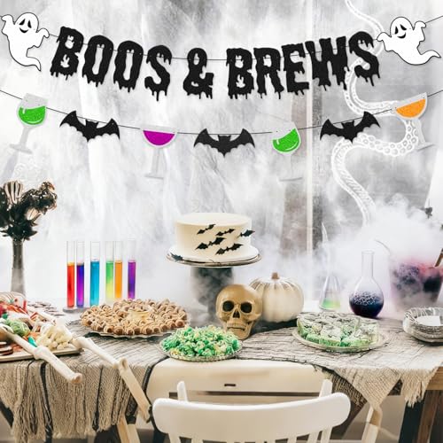 Halloween Party Banners Boos & Brews Decorations for Kids & Haunted House