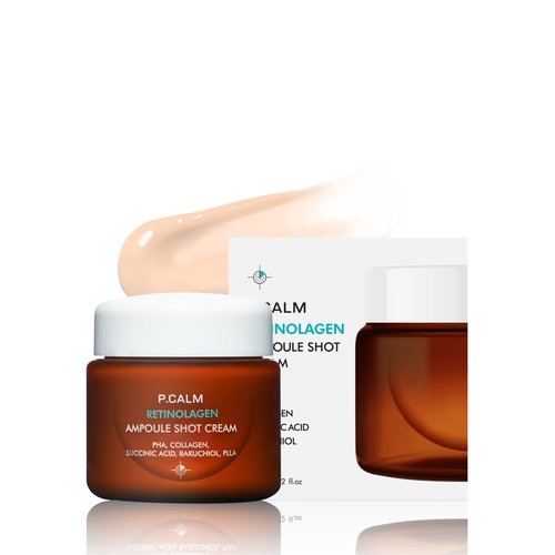 P.CALM Retinolagen Ampoule Shot Cream - Vegan Collagen & Bakuchiol for Pore Tightening | 60ml