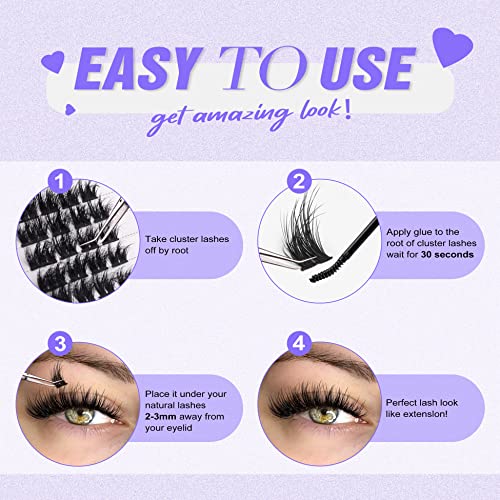 Flat Cluster Eyelash Extensions 3D Wispy Faux Mink Lashes - C Soft 40 Pack