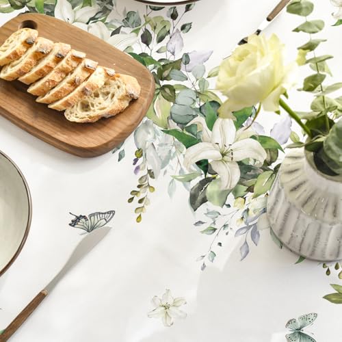 Round Eucalyptus Tablecloth 60x60 Inch - White, Durable Polyester