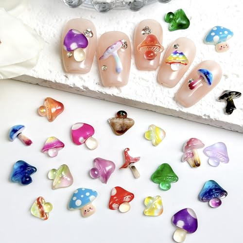 Cute Mushroom Nail Charms 3D Resin Nail Art Decorations - Mushroom Variation