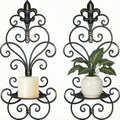 Antique Black Metal Wall Candle Sconce Holder Set of 2 for Living Room & Decor