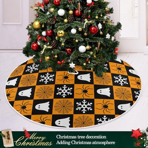 Halloween Ghost Snowflake Spider Web Christmas Tree Skirt Large - A0021