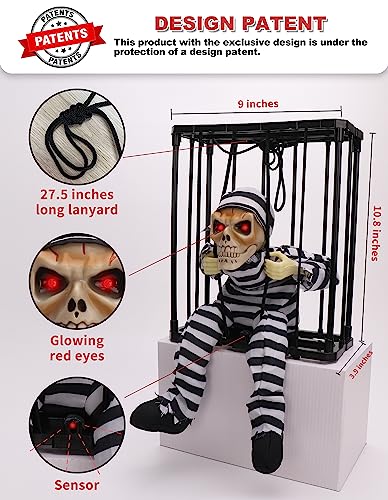 Animated Halloween Skull Prisoner with Infrared Sensor - Spooky Haunted House Decor