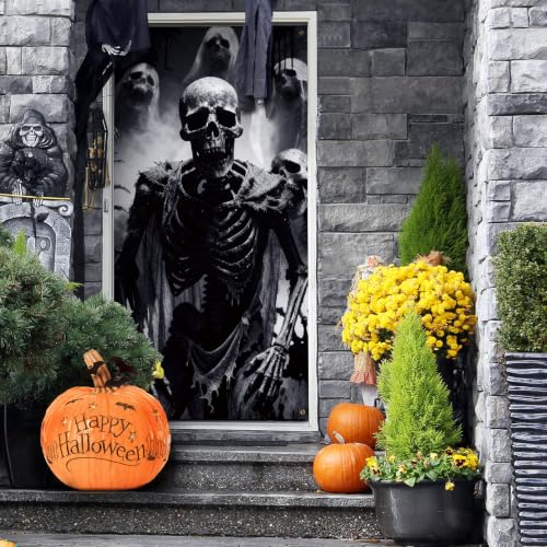 Halloween Skull Window Door Decorations Cover Set - Skull Variation