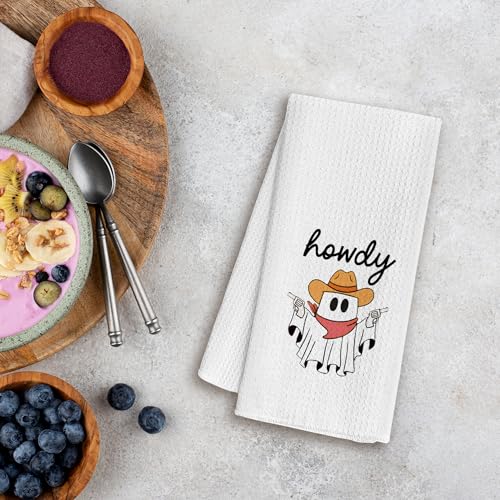 WFSM Ghost Cowboy Halloween Kitchen & Bathroom Towels - Howdy Ghost - 16x24 Inches