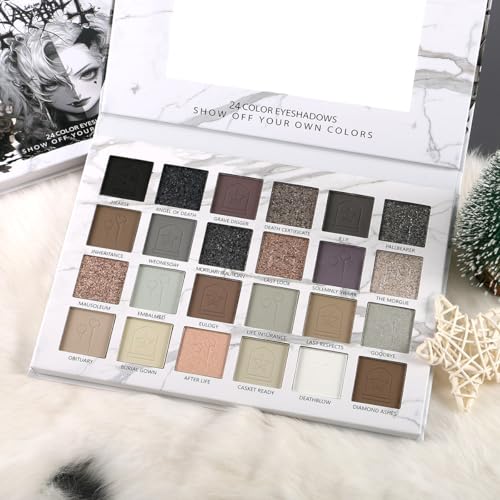 24 Color Eyeshadow Palette - Matte, Shimmer, Metallic For Natural & Dramatic Looks