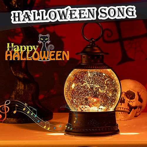 Halloween Black Cat Snow Globe Lantern with Music & Timer - Indoor Halloween Decor
