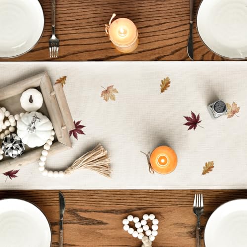 13x72 Inch Beige Fall Table Runner - Artoid Mode 210 GSM Home Decor