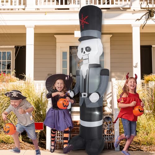 A-9FT Grey Soldier Inflatable Decoration with LED Lights for Outdoor Yard Halloween Christmas