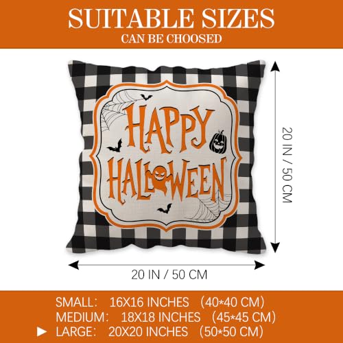 20x20 Halloween Pillow Covers Set of 4 Trick or Treat Ghost & Spider Decor
