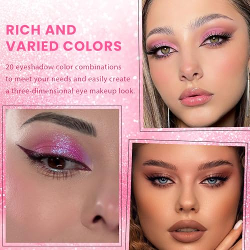SUAKE Nude Pink Eyeshadow Palette 20 Colors - Matte & Shimmer, Vibrant & Blendable, Variation 01